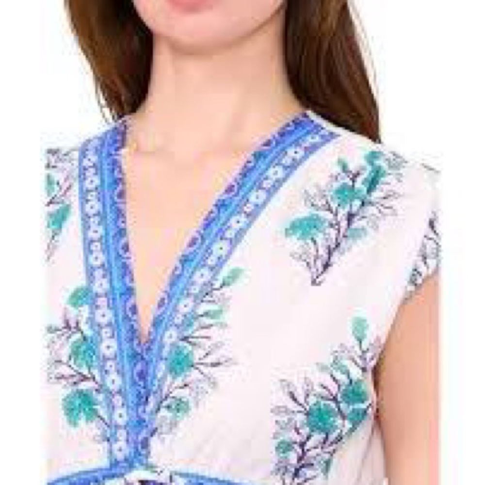 CeCe Blue and White Floral Mini Dress - Picture 2 of 12